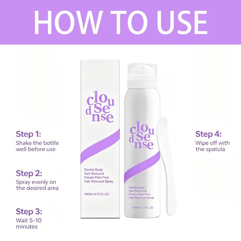 Bikini Pain-Free Hair Removal Spray for Sensitive Skin, Hypoallergenic Formula-Gentle & Fast-Acting